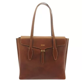    Dámska kožená taška cez rameno hnedá Giudi, vacchetta 32 × 28,5 cm