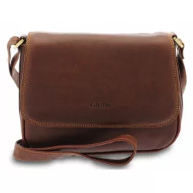    Hnedá dámska kožená kabelka cez rameno Giudi 24 × 18 cm