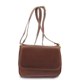    Hnedá dámska kožená kabelka cez rameno Giudi 24 × 18 cm