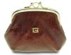  Dámska kožená peňaženka Giudi, kovový rám, hnedá