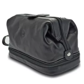    Spodná priehradka Giudi Talianska pánska čierna kožená kozmetická taška 27 x 16 cm