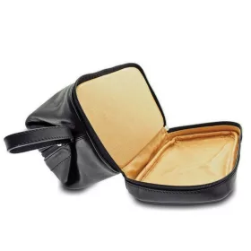    Spodná priehradka Giudi Talianska pánska čierna kožená kozmetická taška 27 x 16 cm