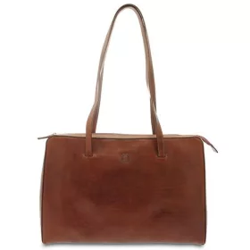    Hnedá dámska kožená kabelka cez rameno Giudi 38 × 28 cm