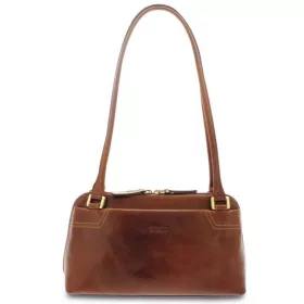    Hnedá dámska kožená taška cez rameno Giudi 30 × 16,5 cm