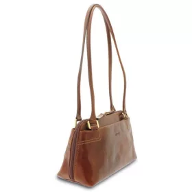    Hnedá dámska kožená taška cez rameno Giudi 30 × 16,5 cm