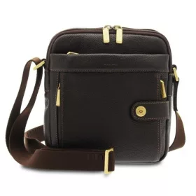    Giudi tmavohnedá pánska kožená bočná taška 20 x 22 cm