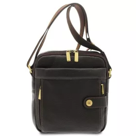    Giudi tmavohnedá pánska kožená bočná taška 20 x 22 cm