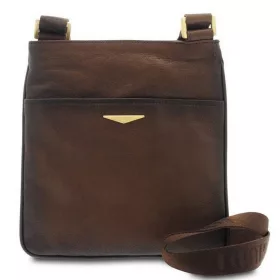    Giudi tmavohnedá pánska bočná taška z pravej kože 22 × 24 cm