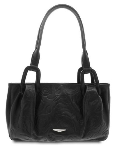  Dámska kožená kabelka Giudi čierna, vzor s potlačou cez rameno 35 × 20 cm