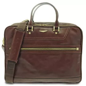  Hnedá kožená aktovka Giudi, taška na notebook