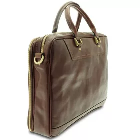  Hnedá kožená aktovka Giudi, taška na notebook
