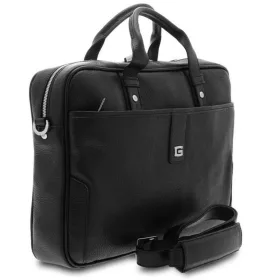  Giudi čierna kožená taška na notebook 15"