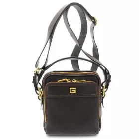    Giudi tmavohnedá pánska kožená bočná taška 17 × 20 cm