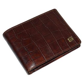   Krokodílí vzor Giudi, hnedá pánska kožená peňaženka 12 × 9 cm