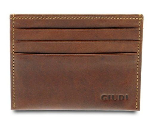  Malý hnedý kožený držiak na karty Giudi