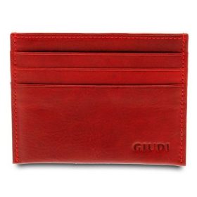  Malý červený kožený držiak na karty Giudi