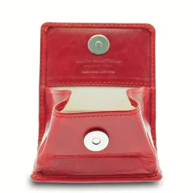    Kožená mini peňaženka Giudi Vacchetta červená 8 x 7 cm
