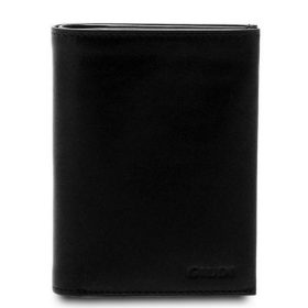    Pánska kožená peňaženka Giudi, puzdro na bankovú kartu, čierna 12,5 x 10 cm