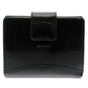    Dámska kožená peňaženka Giudi clip-on, čierna vacchetta 13 x 11 cm