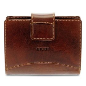    Hnedá dámska kožená peňaženka Giudi s komplexným remienkom