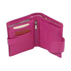    Dámska kožená peňaženka Giudi s komplexným remienkom, purpurová farba