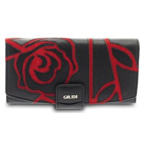    Dámska veľká, ručne šitá lakovaná peňaženka Giudi v ružovej, čiernej a červenej farbe