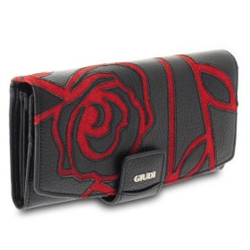    Dámska veľká, ručne šitá lakovaná peňaženka Giudi v ružovej, čiernej a červenej farbe