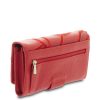  Veľká dámska veľká ručne šitá lakovaná peňaženka z ružovo-červenej kože Giudi