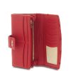  Veľká dámska veľká ručne šitá lakovaná peňaženka z ružovo-červenej kože Giudi