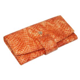    Giudi croco vzor, oranžová kožená dámska peňaženka 18,5 x 3,5 cm