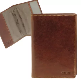  Giudi hnedý kožený držiak na pas, držiak na doklady
