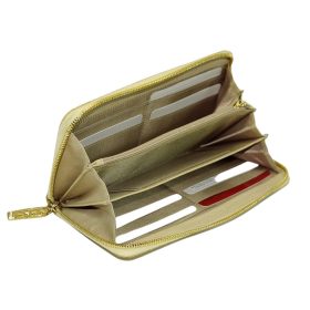    Kožená peňaženka Giudi so vzorom hadej kože žltá 19 × 10,5 cm