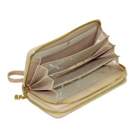  Krémová kožená peňaženka so vzorom Giudi