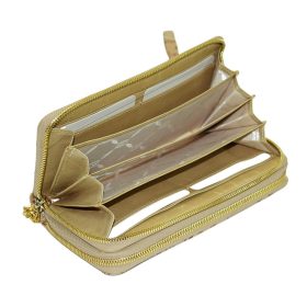  Béžová kožená peňaženka so vzorom Giudi