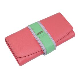    Dámska veľká ružovo-mentolová kožená peňaženka Giudi