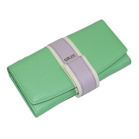    Dámska veľká mentolovo-fialová kožená peňaženka Giudi