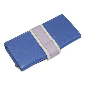  Dámska veľká modro-fialová kožená peňaženka Giudi