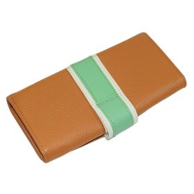    Veľká dámska peňaženka z koňakovo-mintovej kože Giudi