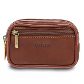   Kožená taška na opasok Giudi koňakovej farby pre mužov 13 x 8 cm