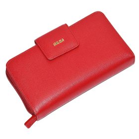    Veľká červená dámska kožená peňaženka Giudi so zapínaním
