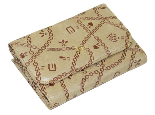  Béžová kožená peňaženka so vzorom Giudi 14,5 × 10 cm