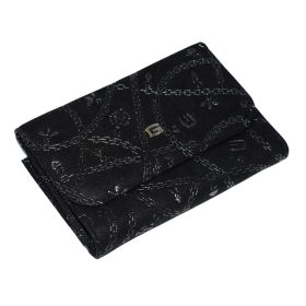  Čierna kožená peňaženka so vzorom Giudi 14,5 × 10 cm
