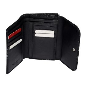  Čierna kožená peňaženka so vzorom Giudi 14,5 × 10 cm