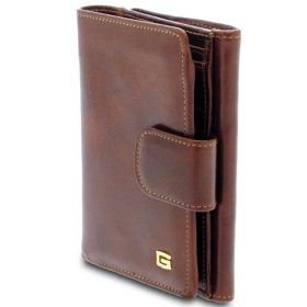  Hnedá kožená peňaženka Giudi so širokým remienkom