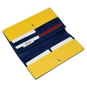    Dámska kožená peňaženka Giudi žlto-tmavomodrá, aktovka 19 × 10,5 cm