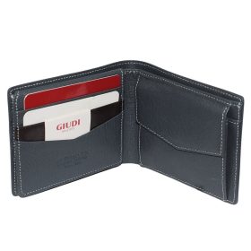  Kožená pánska peňaženka Giudi sivá 11 × 9 cm