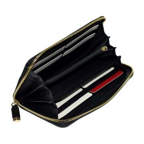  Čierna kožená peňaženka Giudi s kvetinovým vzorom