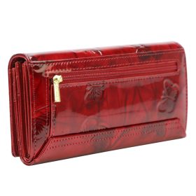    Gregorio veľká vzorovaná bordová dámska peňaženka 18,5 × 10 cm