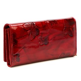    Dámska lakovaná peňaženka Gregorio, čierna, vzorovaná, 19 × 10 cm