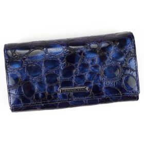    Dámska lakovaná peňaženka Gregorio kroko vzor modrej 16,5 × 9 cm